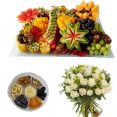 מגש פירות משולב ורדים ופירות יבשים XL